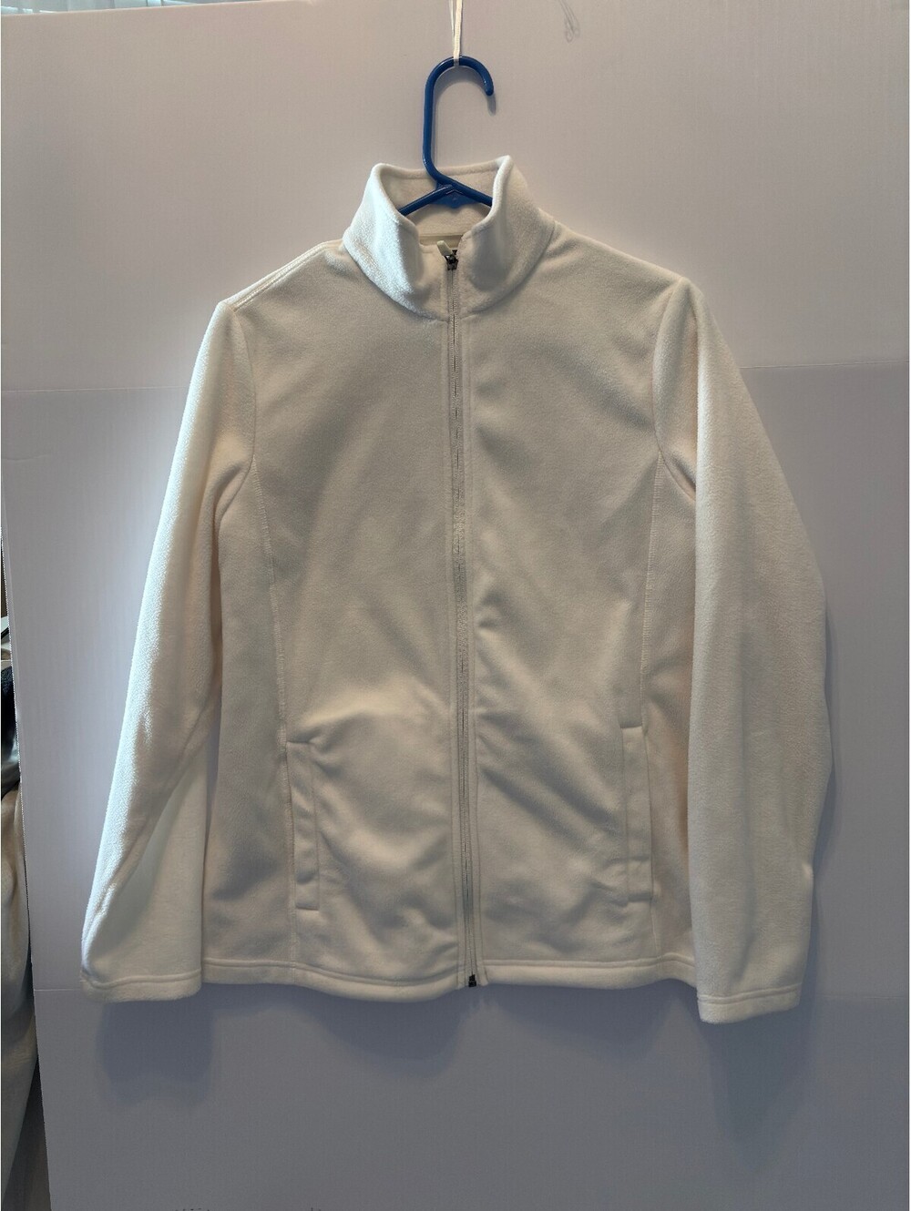 Lands End Womens White Full Zip Fleece Jacket Size M - Picture 2 of 8